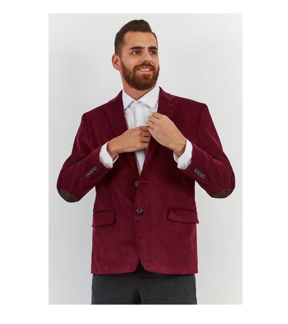 Lauren Ralph Lauren Vintage Sport Coat Blazer in Maroon with elbow pads. Men 42R